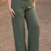 IN STOCK Presley Palazzo Pants - Olive | Women's Wide-Leg Pants FINAL SALE