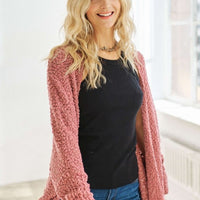 ADORA Popcorn Knit Open Front Long Sleeve Cardigan