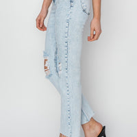 RISEN High Rise Distressed Ankle Jeans