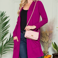 Celeste Full Size Open Front Cardigan with Pockets