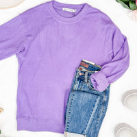 IN STOCK Corrine Ribbed Pullover Top - Purple