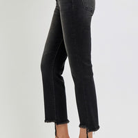 RISEN Full Size Raw Hem Cropped Flare Jeans Plus Size