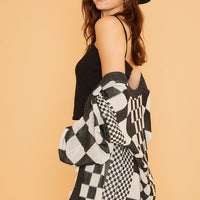 Annie Wear Checkered Open Front Drop Shoulder Cardigan