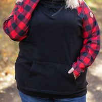 IN STOCK Zoey ZipCowl - Black and Buffalo Plaid