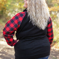 IN STOCK Zoey ZipCowl - Black and Buffalo Plaid