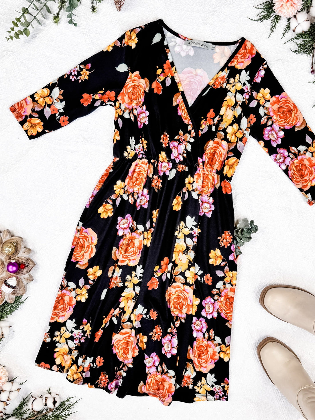 IN STOCK Taylor Dress - Black Floral Mix FINAL SALE