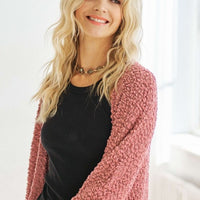 ADORA Popcorn Knit Open Front Long Sleeve Cardigan