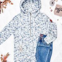 IN STOCK HalfZip Hoodie - Blue Floral