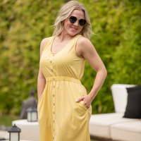 IN STOCK Beverly Button Dress - Yellow