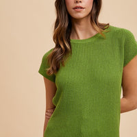 Annie Wear Round Neck Short Sleeve Sweater