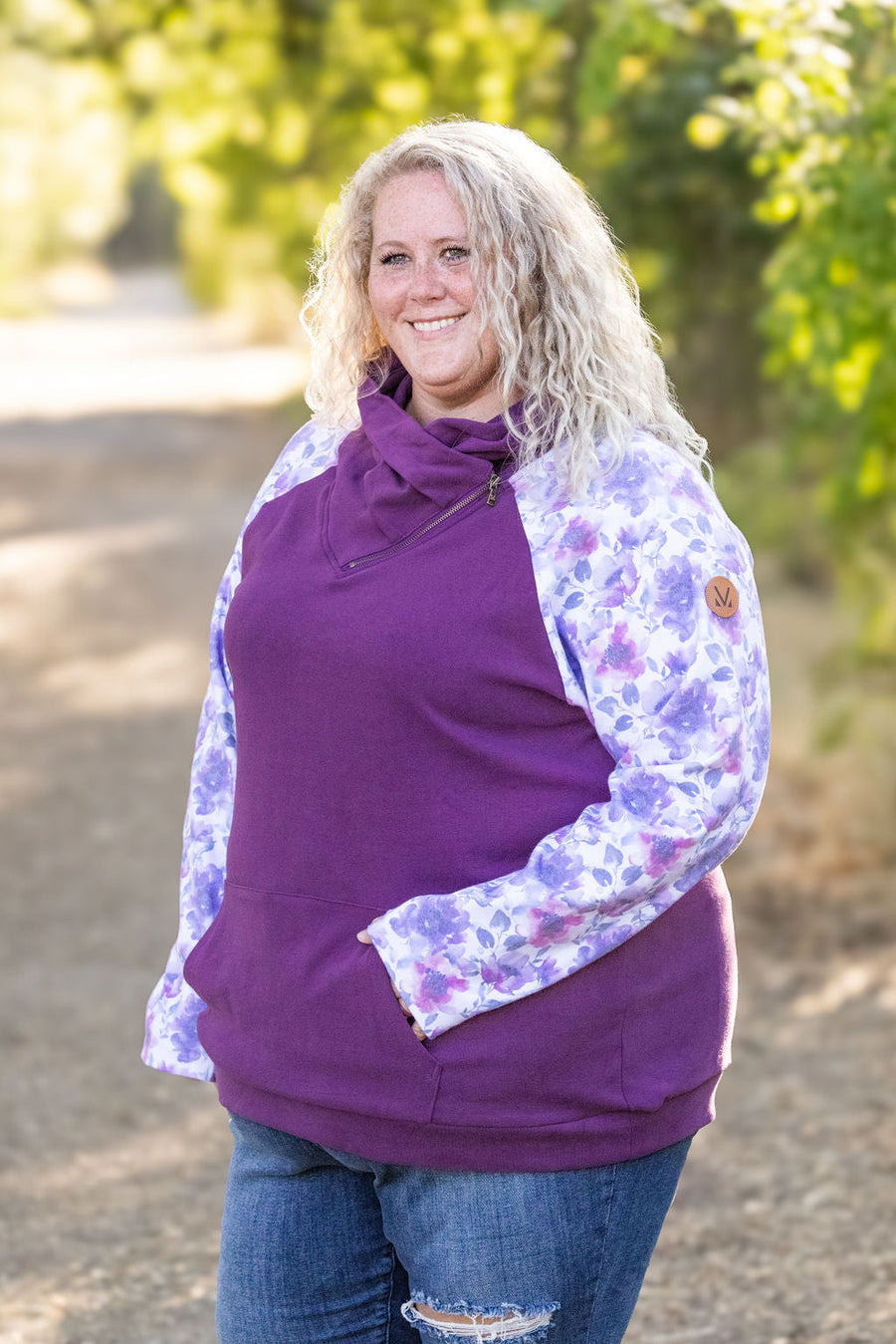 IN STOCK Zoey ZipCowl - Plum and Purple Floral FINAL SALE