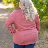 IN STOCK Brielle Henley Ribbed Long Sleeve - Terra Cotta