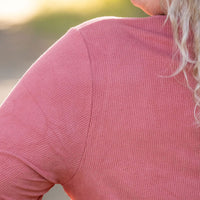 IN STOCK Brielle Henley Ribbed Long Sleeve - Terra Cotta