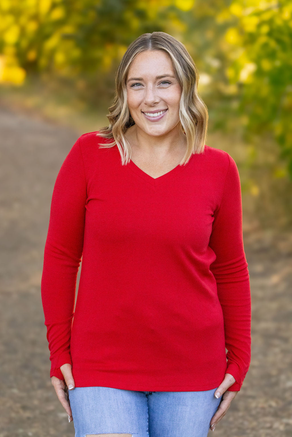 IN STOCK Leah Long Sleeve Top - Red