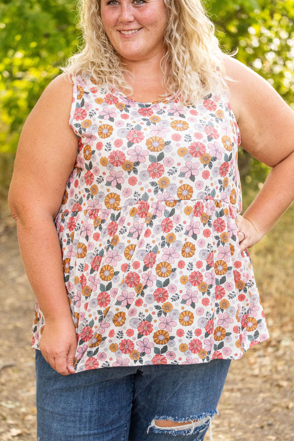 IN STOCK Renee Ruffle Tank - Fall Boho Floral FINAL SALE