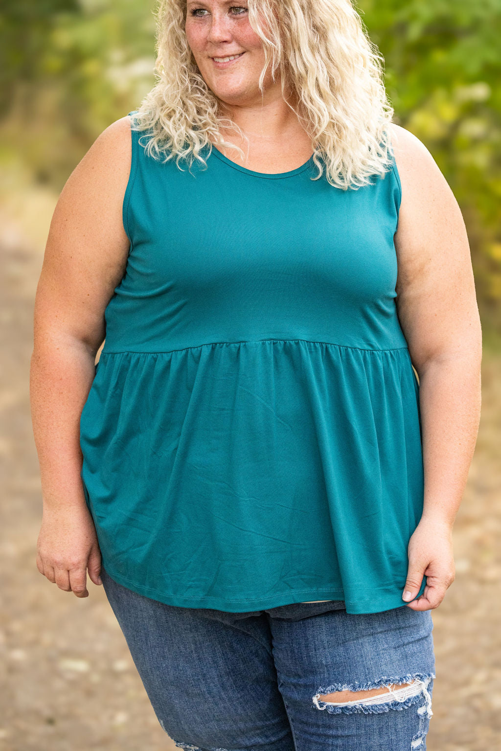 IN STOCK Renee Ruffle Tank - Teal FINAL SALE