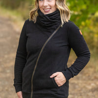 IN STOCK Quinn ZipUp Cowl - Black | Women's Hoodie