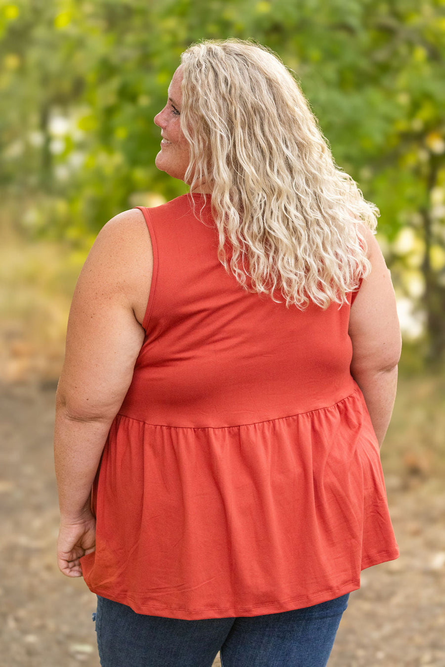 IN STOCK Renee Ruffle Tank - Brick FINAL SALE