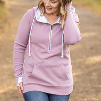 IN STOCK HalfZip Hoodie - Mauve and White Geometric