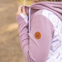 IN STOCK HalfZip Hoodie - Mauve and White Geometric