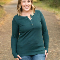 IN STOCK Harper Long Sleeve Henley - Evergreen | Women's Cozy Shirt