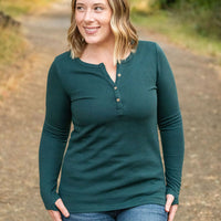 IN STOCK Harper Long Sleeve Henley - Evergreen | Women's Cozy Shirt