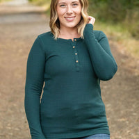 IN STOCK Harper Long Sleeve Henley - Evergreen | Women's Cozy Shirt