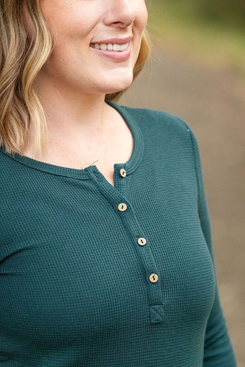 IN STOCK Harper Long Sleeve Henley - Evergreen | Women&