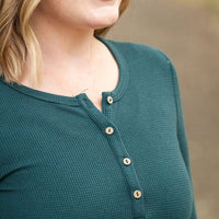 IN STOCK Harper Long Sleeve Henley - Evergreen | Women's Cozy Shirt