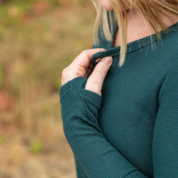 IN STOCK Harper Long Sleeve Henley - Evergreen | Women's Cozy Shirt