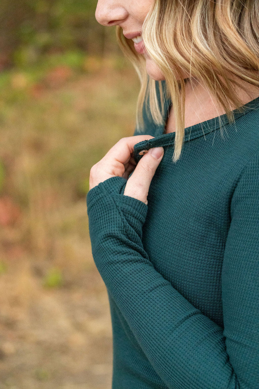 IN STOCK Harper Long Sleeve Henley - Evergreen | Women's Cozy Shirt