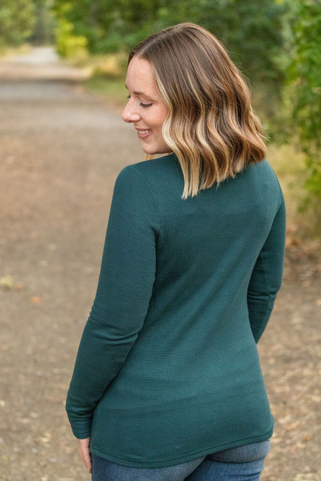 IN STOCK Harper Long Sleeve Henley - Evergreen | Women&