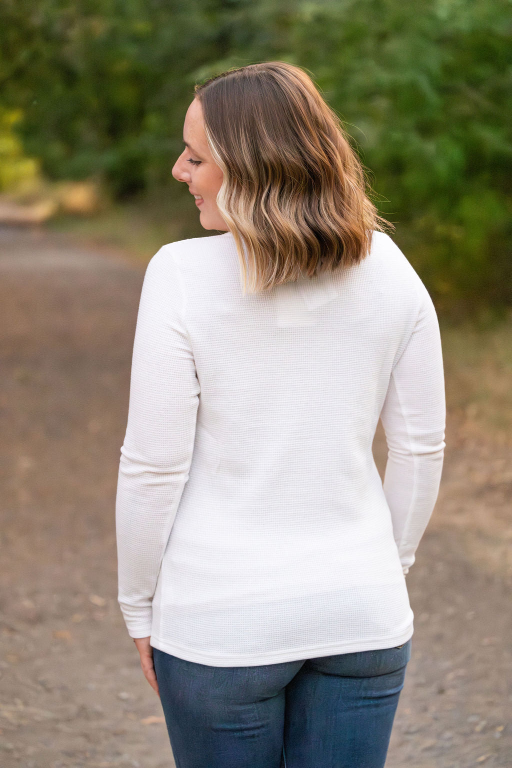 IN STOCK Harper Long Sleeve Henley - White | Women&