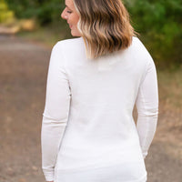 IN STOCK Harper Long Sleeve Henley - White | Women's Cozy Shirt FINAL SALE