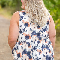 IN STOCK Renee Ruffle Tank - Neutral Abstract FINAL SALE