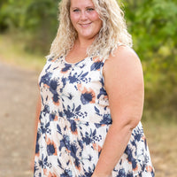 IN STOCK Renee Ruffle Tank - Neutral Abstract FINAL SALE