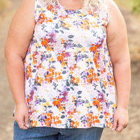 IN STOCK Renee Ruffle Tank - Fall Floral Leaves