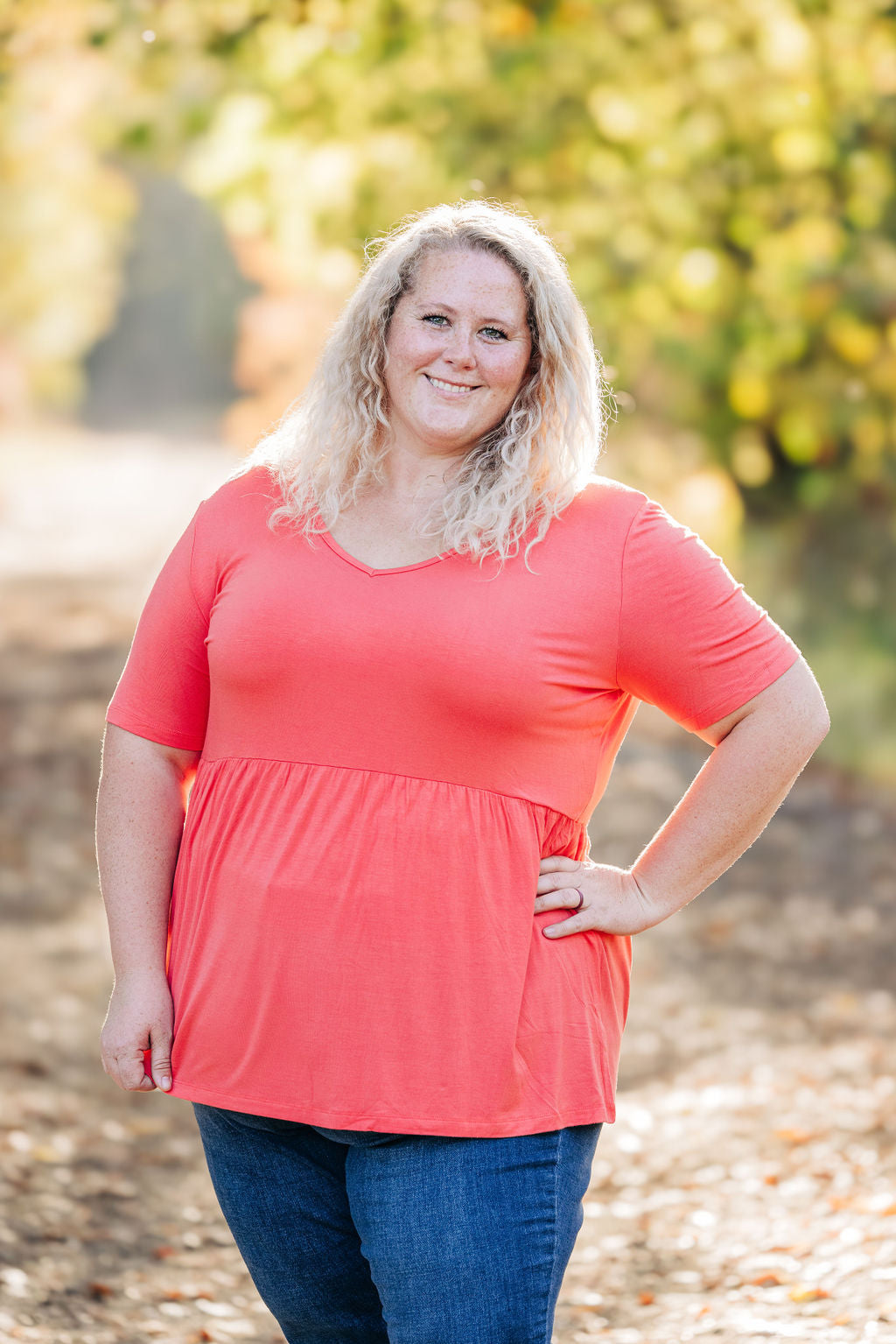 IN STOCK Sarah Ruffle Short Sleeve - Deep Coral | Women&