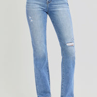 RISEN Full Size Distressed High-Rise Ankle Straight Jeans