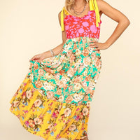 Haptics Floral Color Block Maxi Dress with Pockets