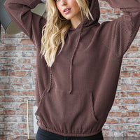 Heimish Ribbed Long Sleeve Hoodie with Kangaroo Pocket