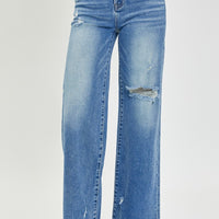 Rise Full Size High Rise Frayed Hem Wide Leg Jeans