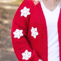 IN STOCK Snowflake Cardigan - Red