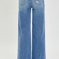 Rise Full Size High Rise Frayed Hem Wide Leg Jeans