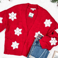 IN STOCK Snowflake Cardigan - Red