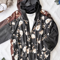 IN STOCK Ramona Ribbed Floral Zip Up - Brown FINAL SALE