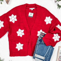 IN STOCK Snowflake Cardigan - Red