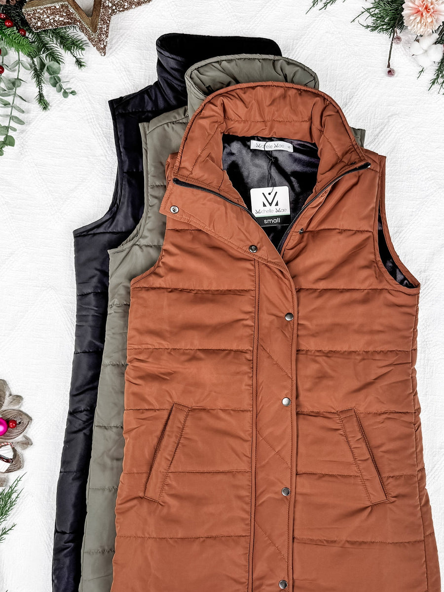 IN STOCK Harlow Long Vest - Cinnamon