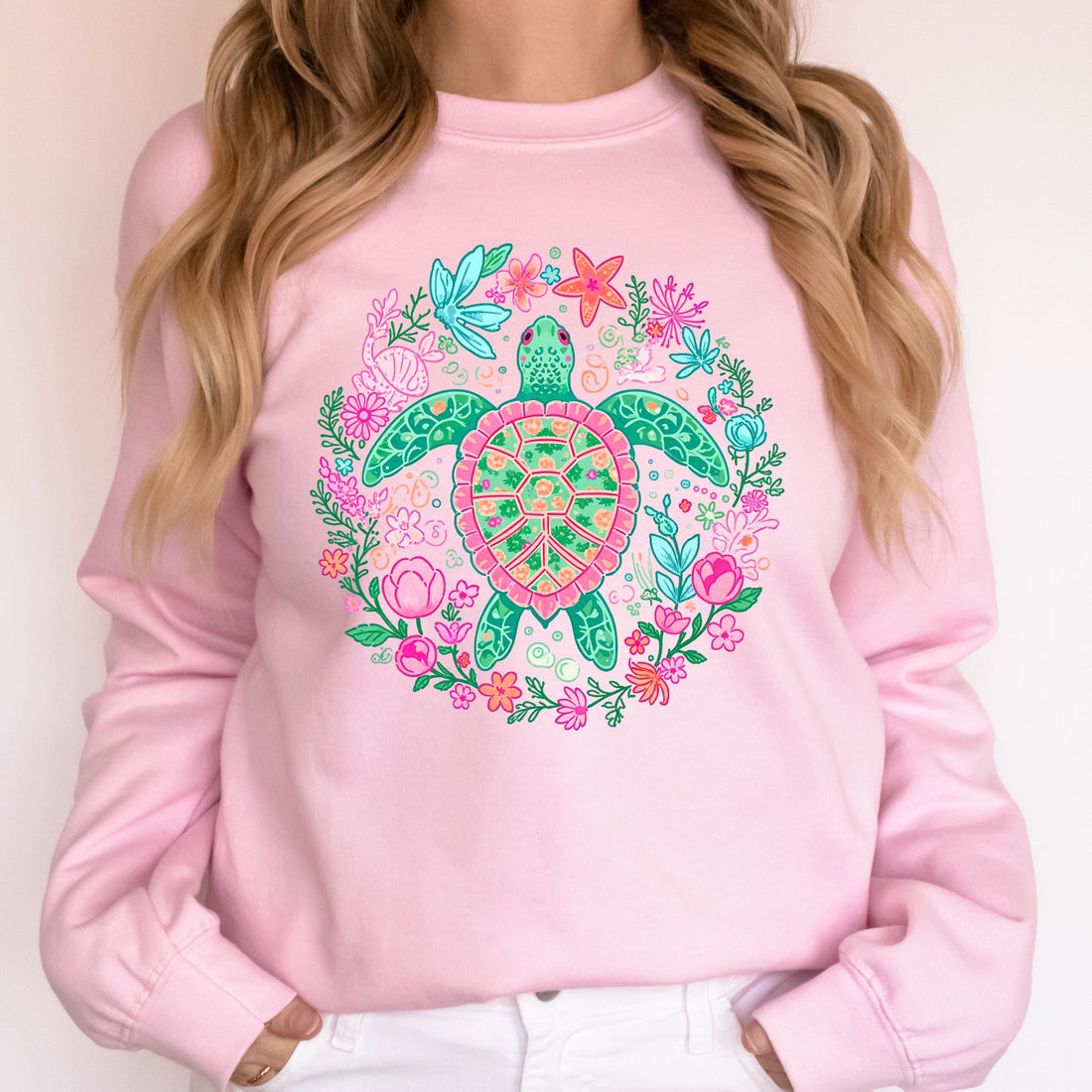 Pink Floral Turtle Sweatshirt