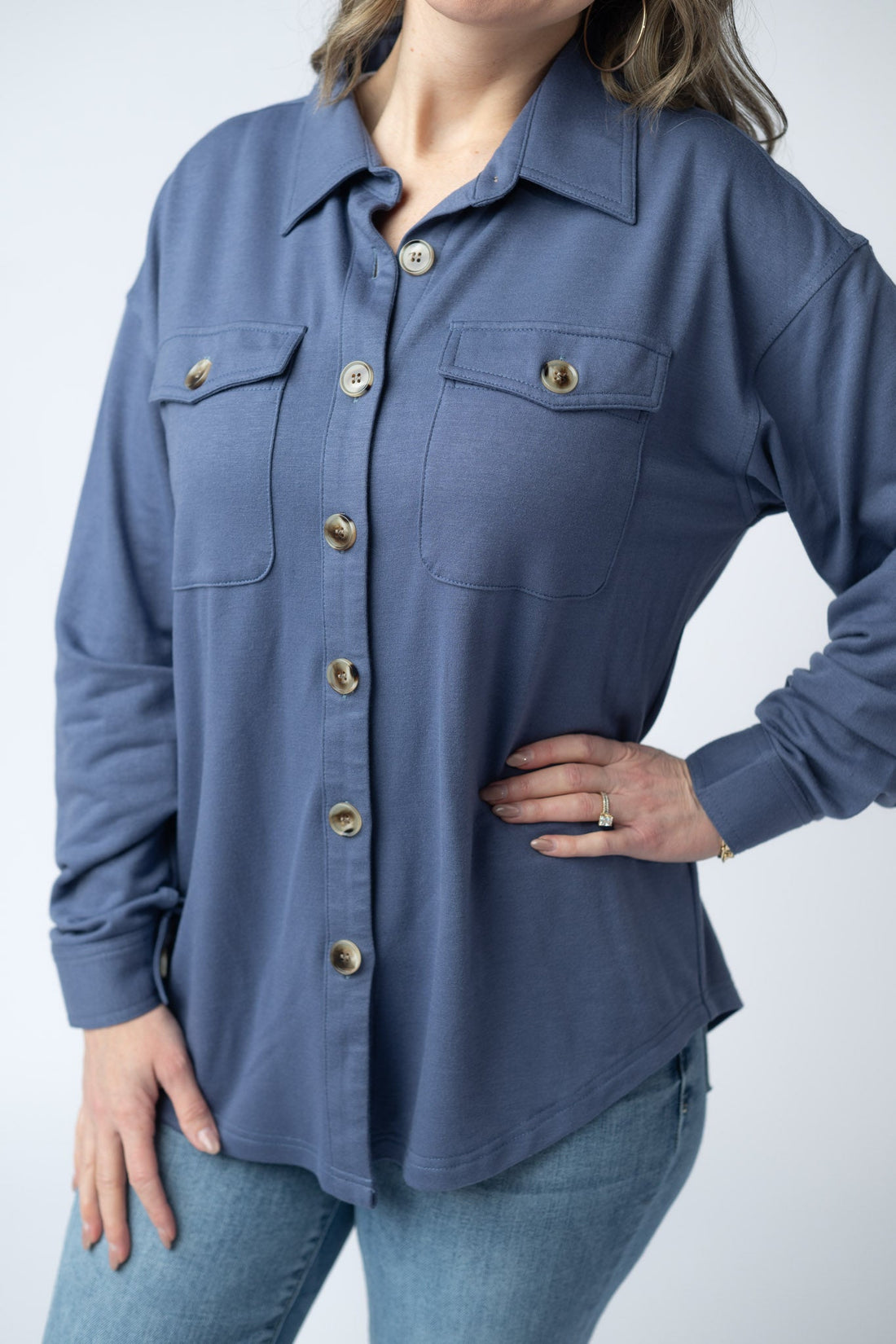 IN STOCK Brenna Button Down Top - Denim